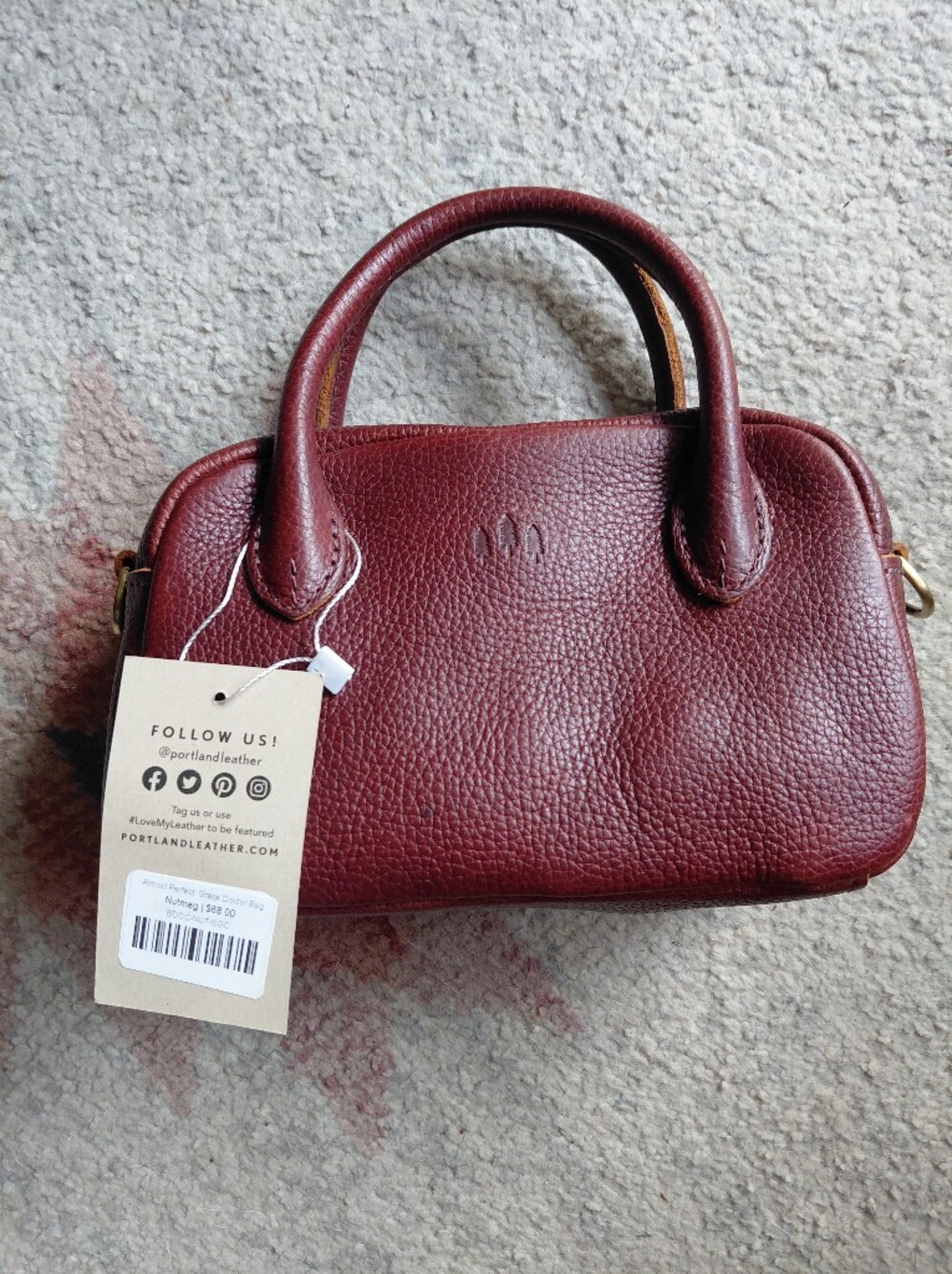 NWT Portland Leather Small Nutmeg Pebbled Grace Premium